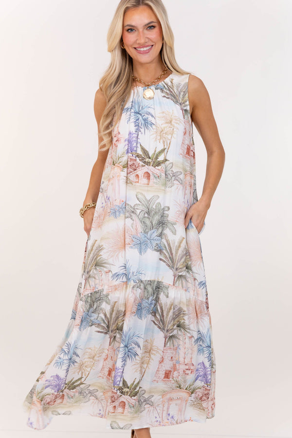 Purely Pretty White Floral Midi Dress