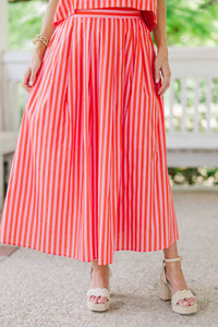 Sweet As A Daydream Pink Striped Midi Skirt