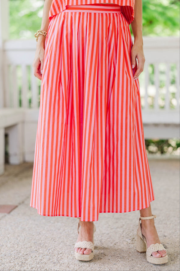 Sweet As A Daydream Pink Striped Midi Skirt