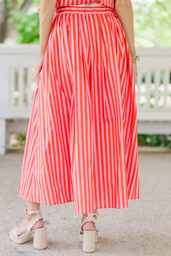 Sweet As A Daydream Pink Striped Midi Skirt