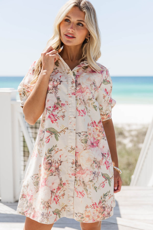 Lovely To The Last Detail Cream Floral Dress