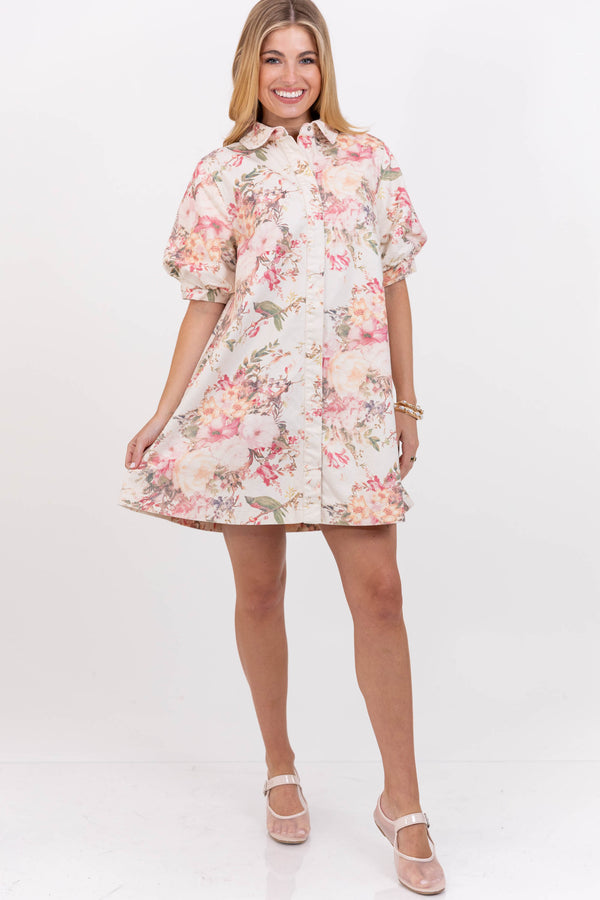 Lovely To The Last Detail Cream Floral Dress
