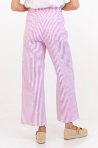 Made Of Pretty Things Pink Striped Wide Leg Jeans