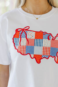 All American Girl White States Patchwork Tee