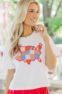 All American Girl White States Patchwork Tee