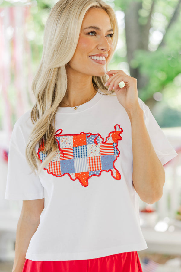 All American Girl White States Patchwork Tee