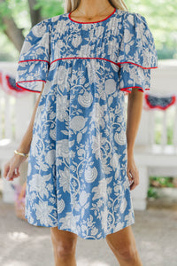 Seasonal Nostalgia Blue Chintz Babydoll Dress