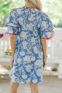 Seasonal Nostalgia Blue Chintz Babydoll Dress