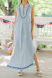 One Of A Kind Blue Gingham Midi Dress
