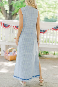 One Of A Kind Blue Gingham Midi Dress