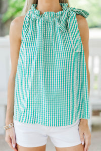 From This Moment Green Gingham Blouse