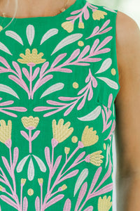 A Sweet Escape Green Embroidered Dress