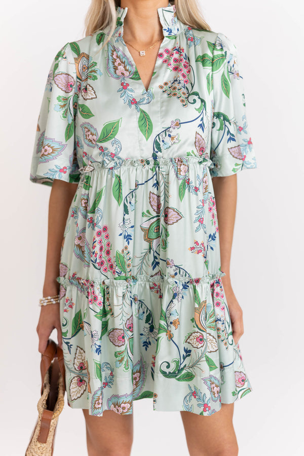 Feeling Your Best Sage Paisley Dress