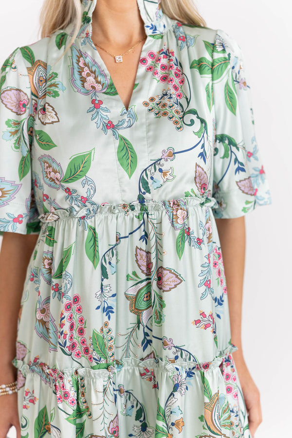 Feeling Your Best Sage Paisley Dress