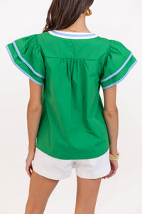 By Chance Green Medallion Blouse