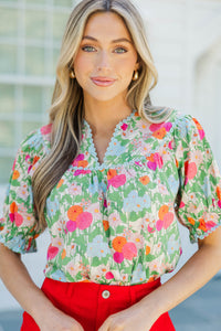 From Start To Finish Green Floral Blouse