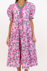 For The Time Being Pink Floral Midi Dress