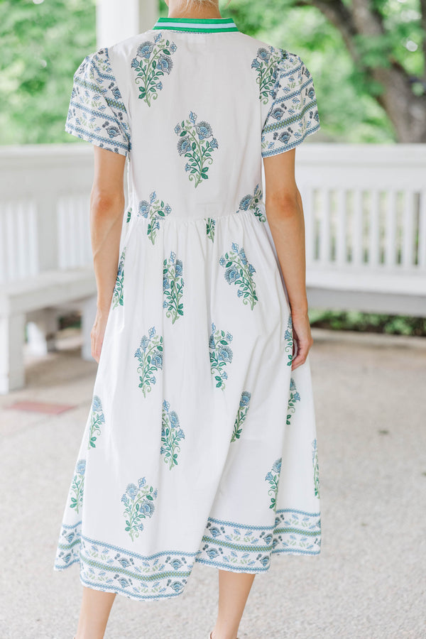 At The Ready White Medallion Midi Dress