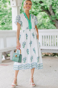 At The Ready White Medallion Midi Dress