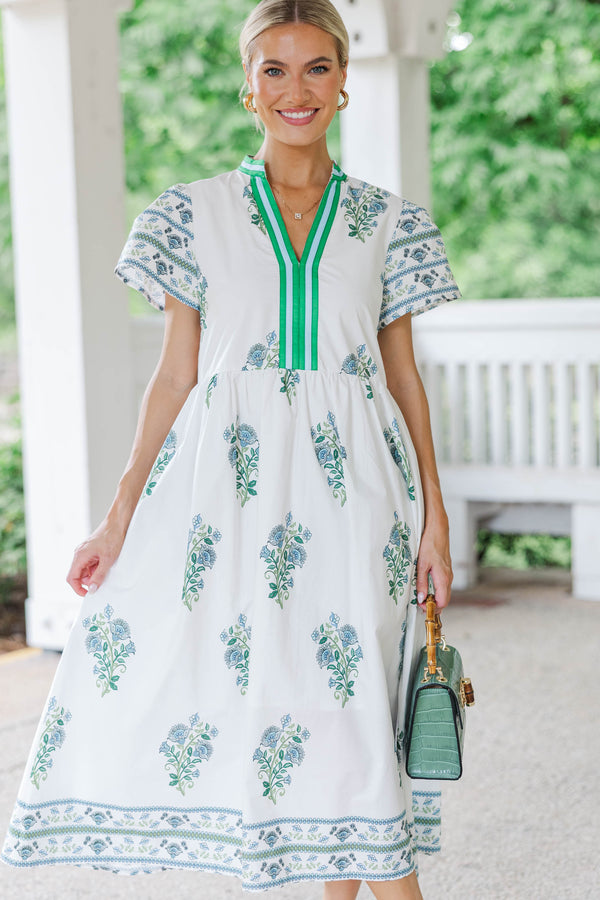 At The Ready White Medallion Midi Dress