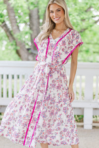 At First Look Pink Floral Midi Dress