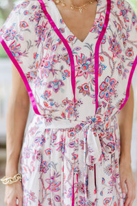 At First Look Pink Floral Midi Dress