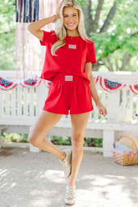 Sweet Freedom Red Flag Patch Shorts