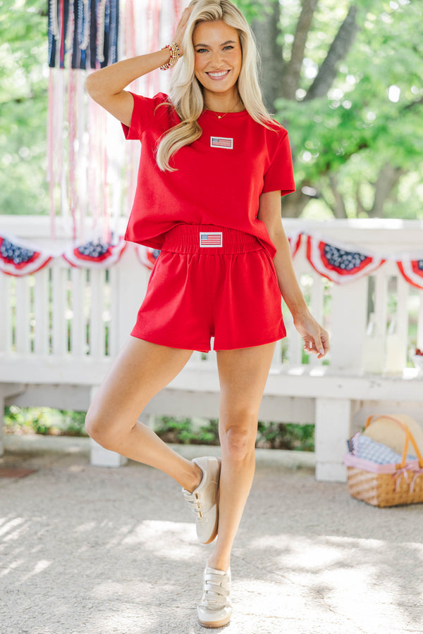 Sweet Freedom Red Flag Patch Shorts