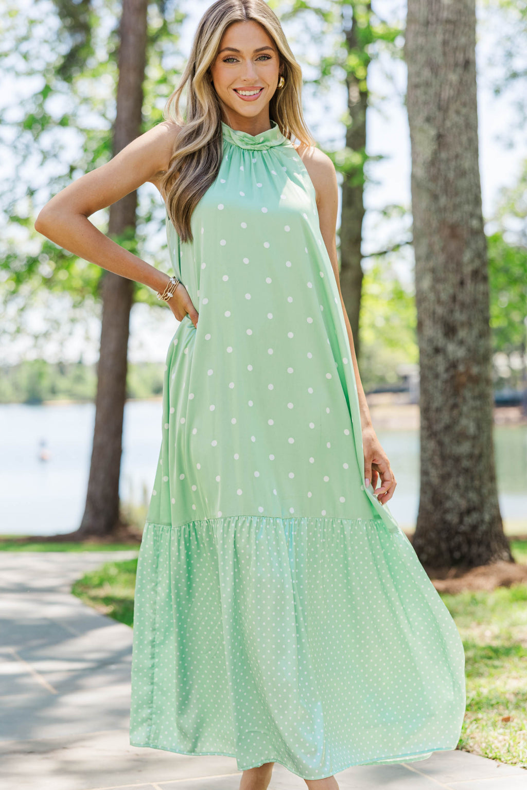 Every Little Moment Sage Polka Dot Maxi Dress, Small - The Mint Julep Boutique | Women's Boutique Clothing Every Little Moment Sage Polka Dot Maxi Dress, Small - The Mint Julep Boutique | Women's Boutique Clothing