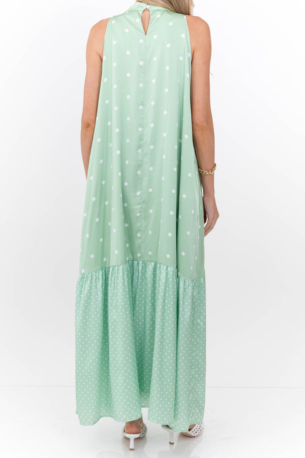 Every Little Moment Sage Polka Dot Maxi Dress