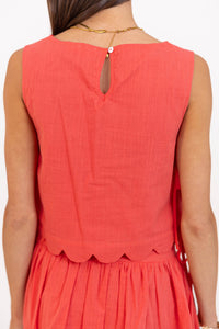 From The Inside Out Coral Scalloped Tank