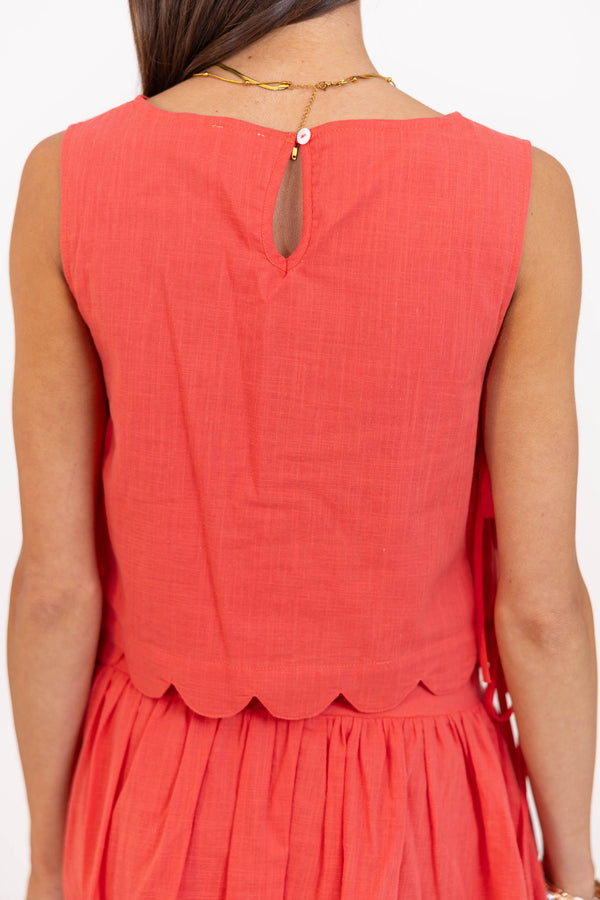 From The Inside Out Coral Scalloped Tank