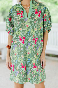 Keep Dreaming Green Floral Dress