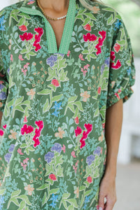 Keep Dreaming Green Floral Dress