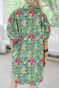 Keep Dreaming Green Floral Dress