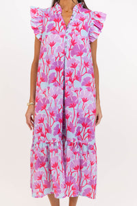 Just Getting Good Lavender Floral Midi Dress