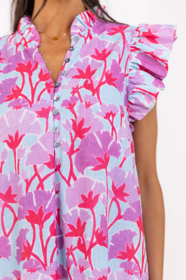 Just Getting Good Lavender Floral Midi Dress