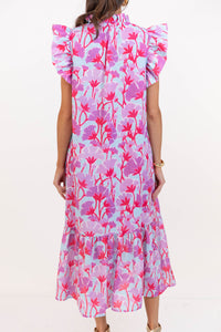 Just Getting Good Lavender Floral Midi Dress