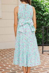 Girls: Fresh Focus Teal Ditsy Floral Midi Dress