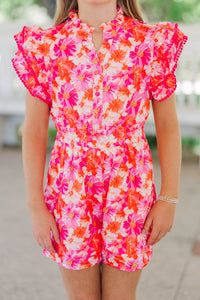 Girls: Wild Love Pink Floral Romper