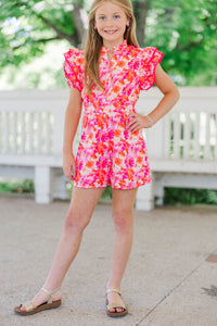 Girls: Wild Love Pink Floral Romper