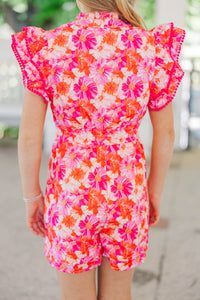 Girls: Wild Love Pink Floral Romper