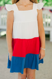 Girls: The Moira Red Colorblock Dress