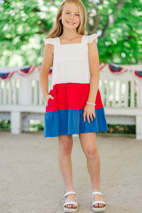 Girls: The Moira Red Colorblock Dress