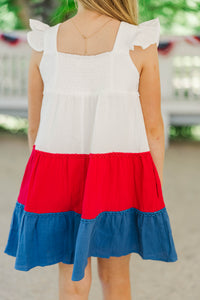 Girls: The Moira Red Colorblock Dress