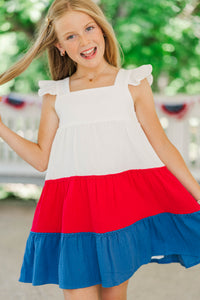 Girls: The Moira Red Colorblock Dress