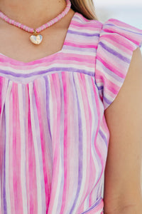 Girls: Sweet Disposition Pink Striped Romper