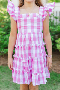 Girls: So Good Today Pink Gingham Dress