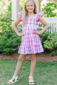 Girls: So Good Today Pink Gingham Dress