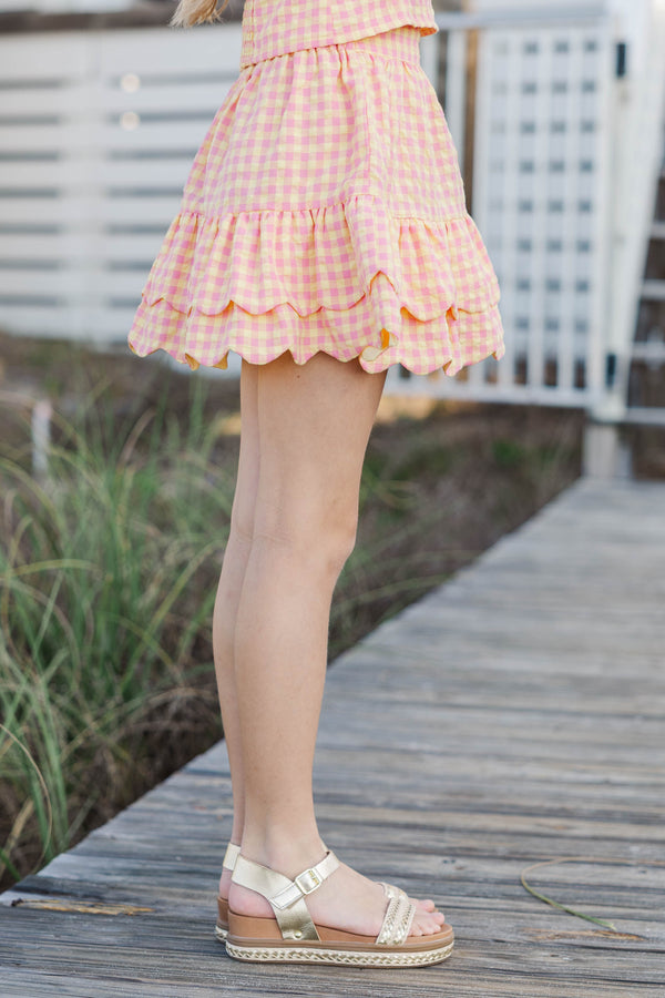 Girls: So Very Chic Pink Gingham Ruffle Skirt